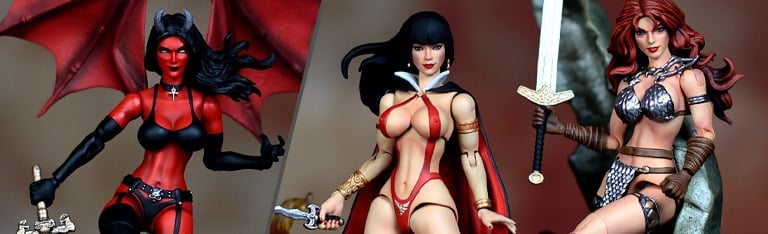 Image of Vampirella, Red Sonja & Purgatori 1/12 Scale Figures