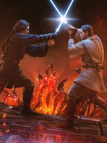 Image of Star Wars: Revenge of the Sith Anakin vs. Obi-Wan Deluxe 1/10 Art Scale Statue & More!