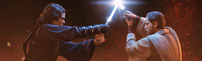Image of Star Wars: Revenge of the Sith Anakin vs. Obi-Wan Deluxe 1/10 Art Scale Statue & More!