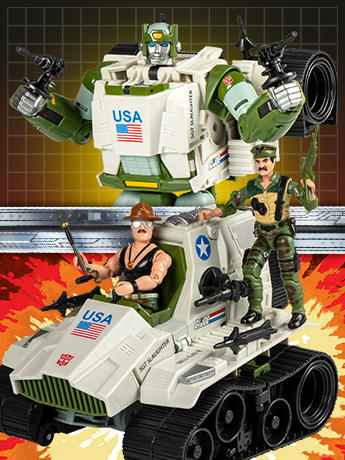 Image of Transformers Collaborative G.I. Joe x Transformers Autobot Kup Triple "T" with Sgt. Slaughter and Leatherneck
