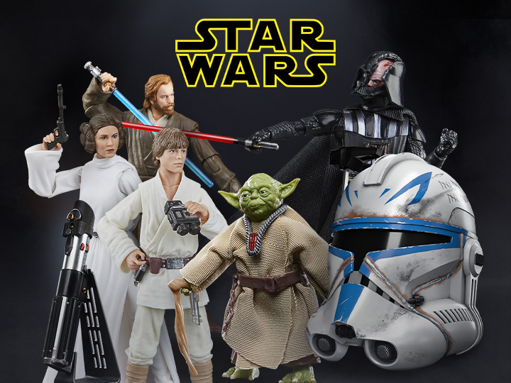 Star Wars Figures, Helmet, Lightsaber and logo