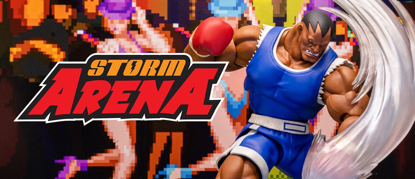 Storm Arena logo and Street Fighter Alpha 3 Storm Arena 1/12 Scale Action Figure