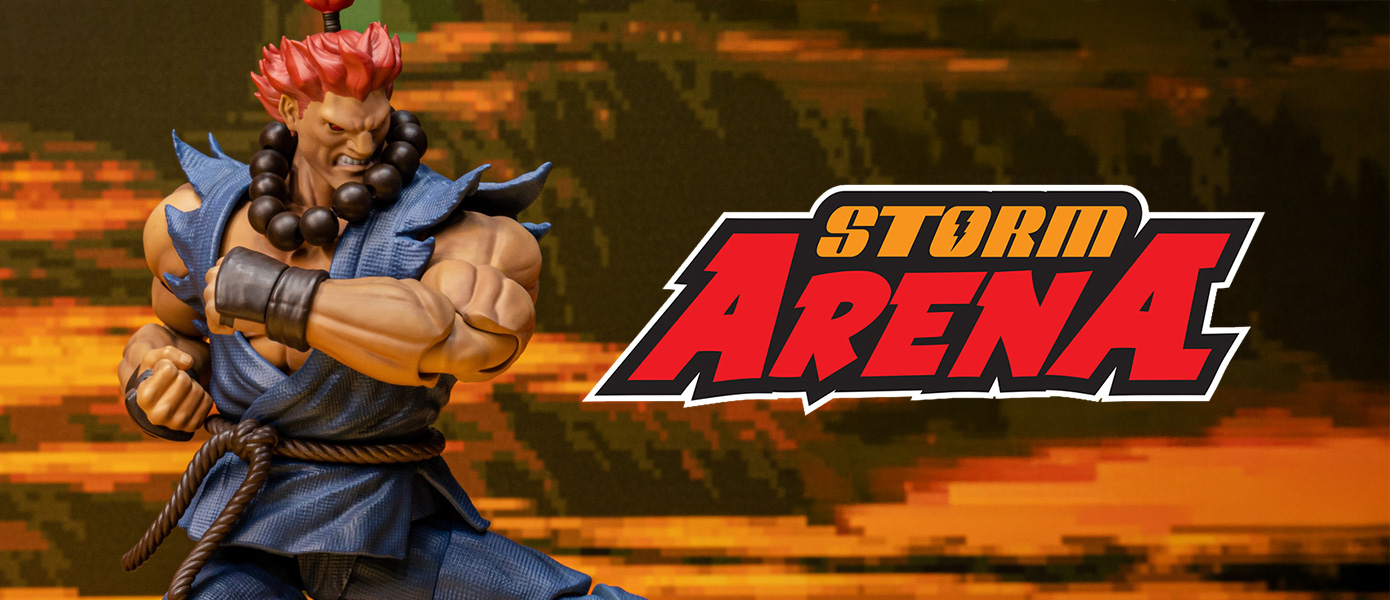 Storm Arena logo and Street Fighter Alpha 3 Storm Arena Akuma 1/12 Scale Action Figure