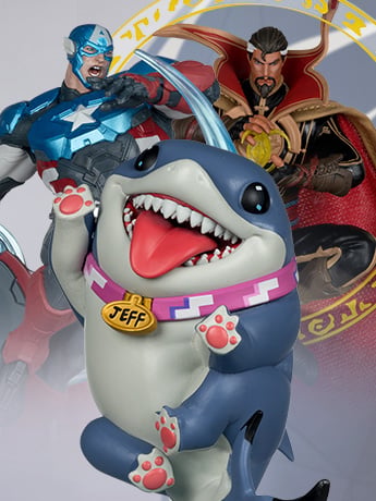 Image of Marvel Rivals Jeff the Land Shark, Doctor Strange & Captain America 1/10 Scale Figures