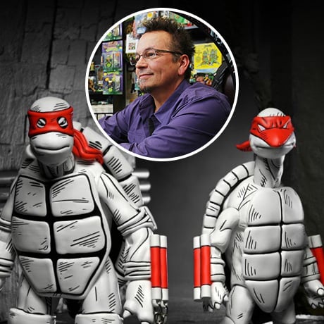 Teenage Mutant Ninja Turtles The First Sketch Turtles (Black & White) Action Figure Two-Pack (Autographed and Cased)
