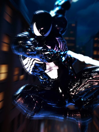 Image of Marvel Comics Amazing Yamaguchi Revoltech NR147 Symbiote Suit Spider-Man Action Figure (Reissue)