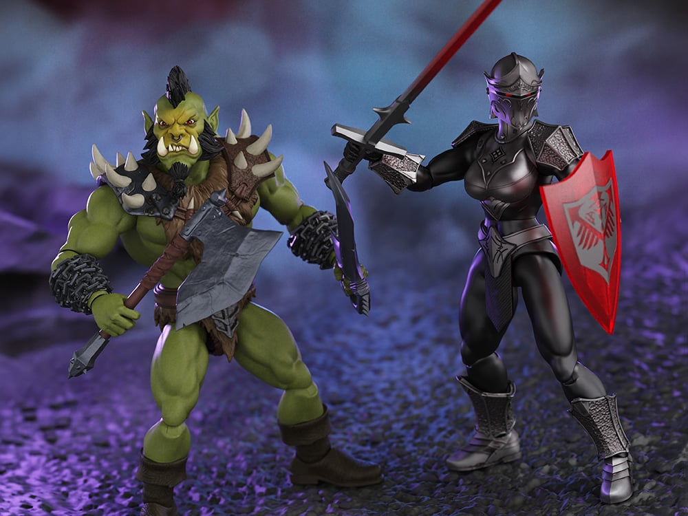 Immortal Champions Bloodsteel Emissary & Orc Warrior Chieftain Action Figures