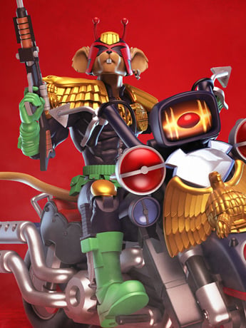 Judge Dredd x Biker Mice From Mars Judge Throttle Action Figure & Martian Lawmonster Vehicle
