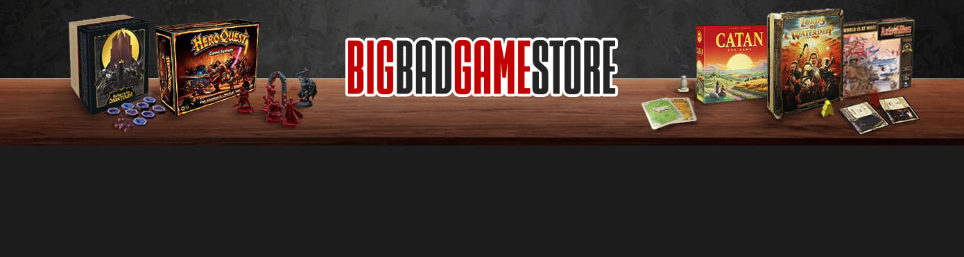 BigBadGameStore logo with images of a games