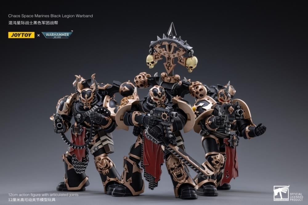 Warhammer 40K Black Legion Chaos Space Marines 1/18 Scale Figure Set Gallery Image 3