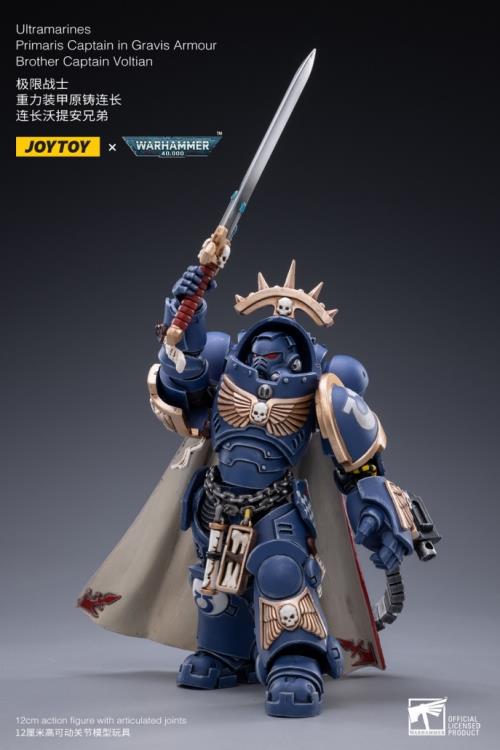 Warhammer 40K Ultramarines Primaris Captain (Gravis Armour) Brother Captain Voltain 1/18 Scale Figure Gallery Image 3