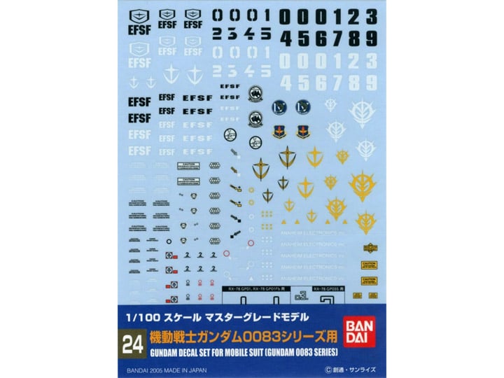 Gundam Decal No.24 Mobile Suit Gundam 0083: Stardust Memory Multiuse Decal Sheet Gallery Image 1