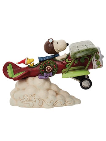 Peanuts "Special Christmas Deliveries" Snoopy & Woodstock Flying Ace Plane Figurine (Jim Shore) Gallery Image 2