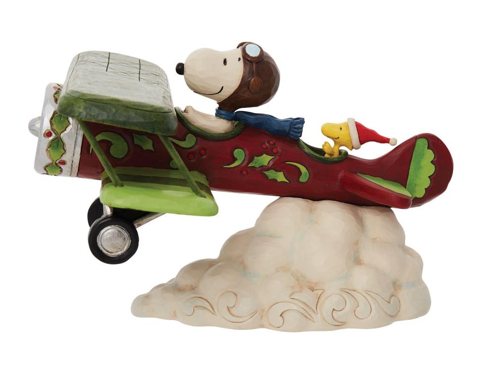 Peanuts "Special Christmas Deliveries" Snoopy & Woodstock Flying Ace Plane Figurine (Jim Shore) Gallery Image 3