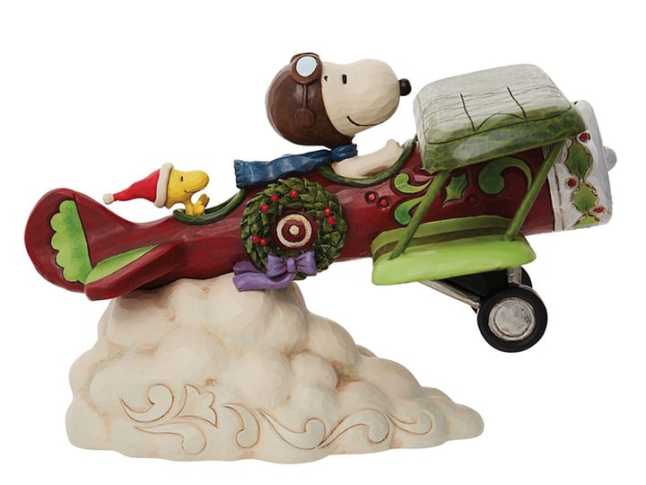 Peanuts "Special Christmas Deliveries" Snoopy & Woodstock Flying Ace Plane Figurine (Jim Shore) Gallery Image 1