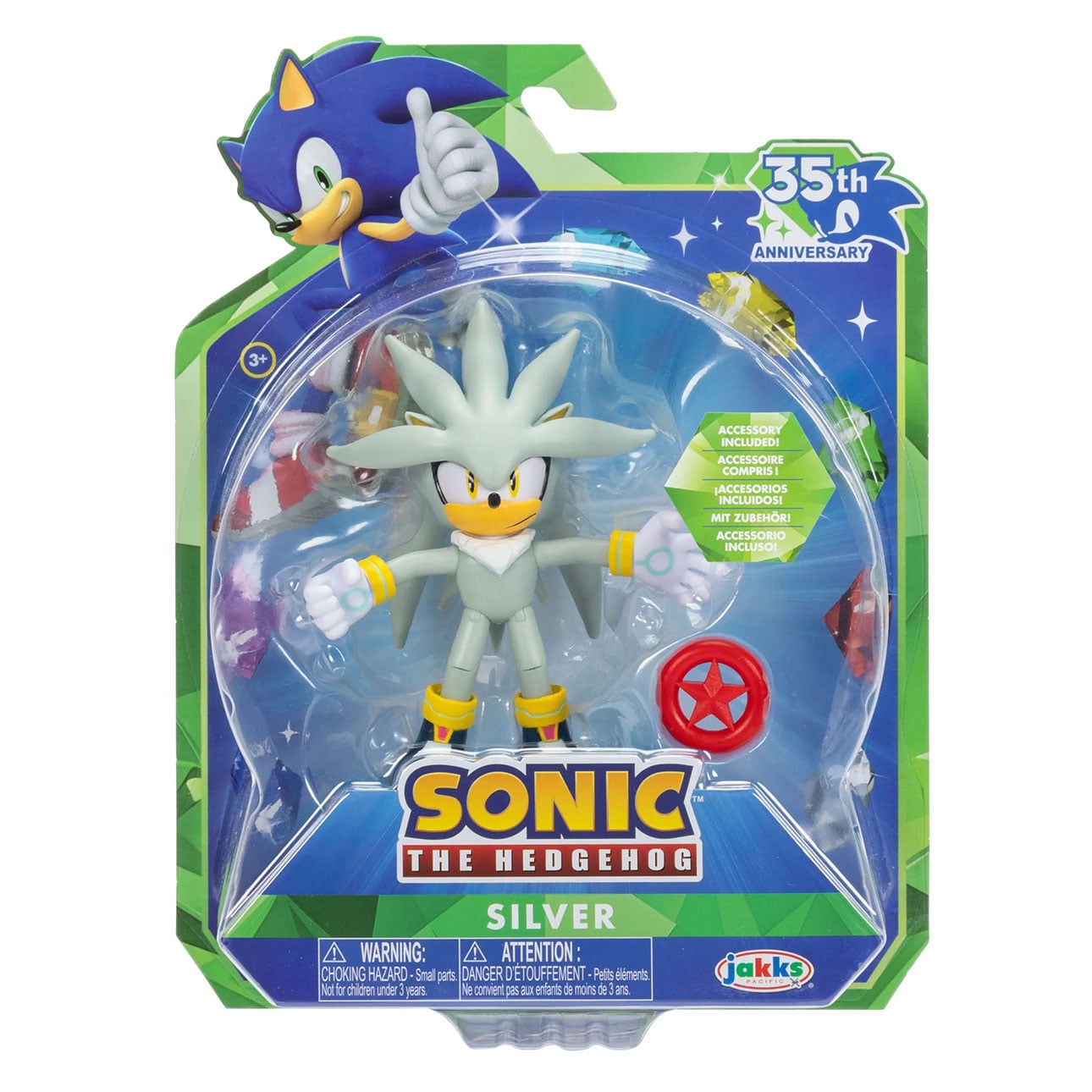 Sonic the Hedgehog 35th Anniversary Silver with Red Star Ring 4-Inch Scale Action Figure Gallery Image 6