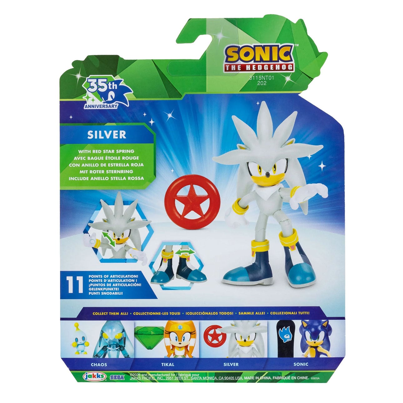 Sonic the Hedgehog 35th Anniversary Silver with Red Star Ring 4-Inch Scale Action Figure Gallery Image 7