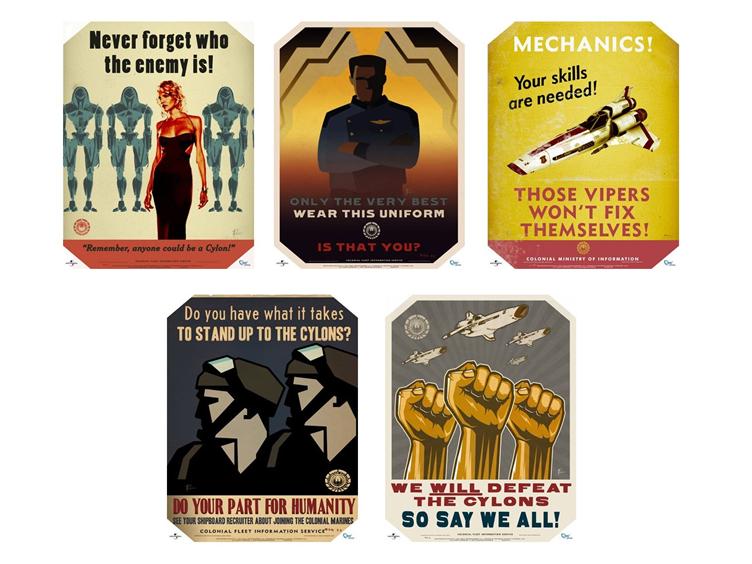Battlestar Galactica 5-Piece Propaganda Poster Set Gallery Image 1