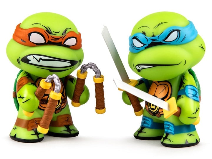 Teenage Mutant Ninja Turtles Leonardo & Michelangelo 3" Vinyl Figure Two-Pack Gallery Image 1