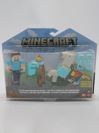 Minecraft Steve and Armored Horse Deluxe Core Figure Two-Pack Gallery Image 2
