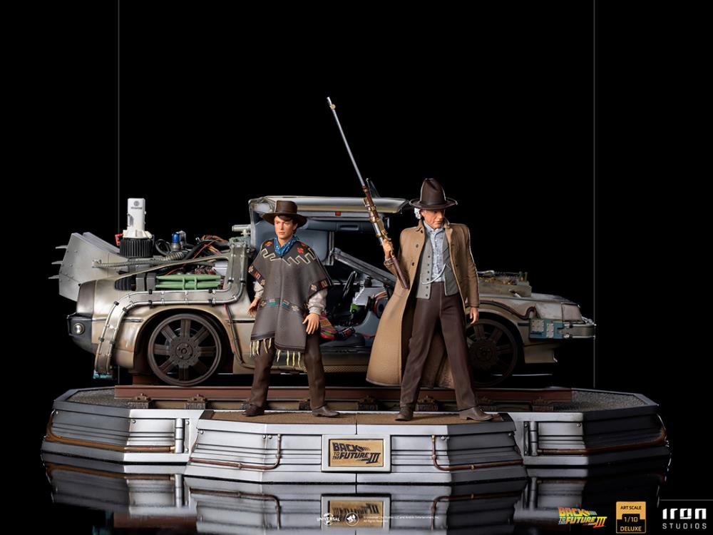 Back to the Future Part III Marty & Doc with DeLorean 1/10 Art Scale Limited Edition Statue Set Gallery Image 5