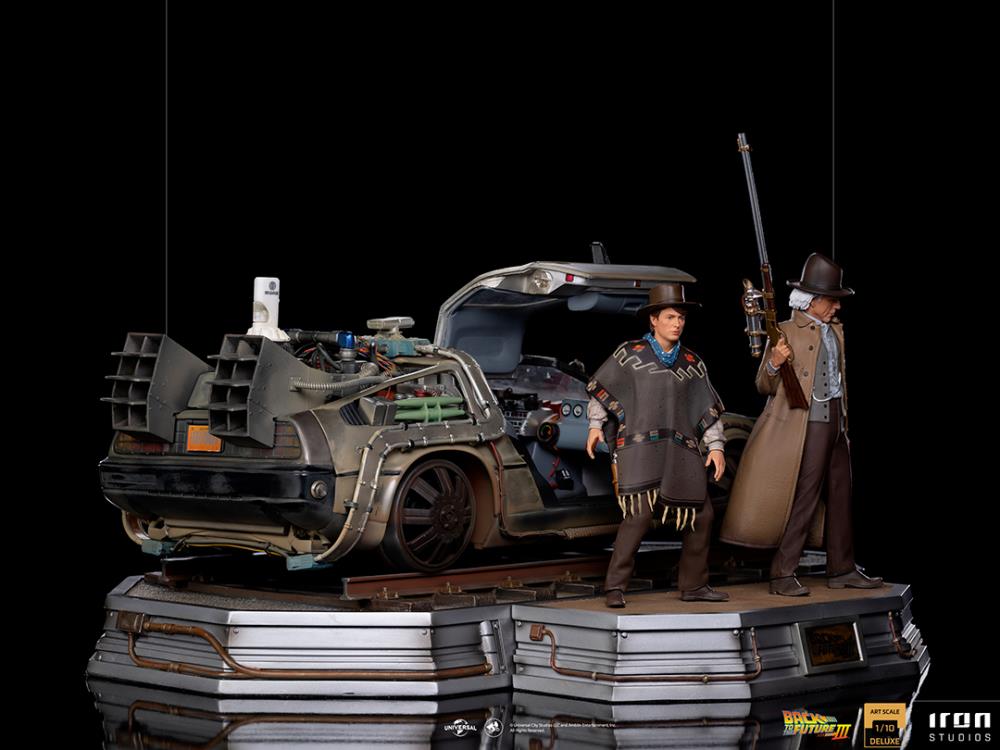 Back to the Future Part III Marty & Doc with DeLorean 1/10 Art Scale Limited Edition Statue Set Gallery Image 6