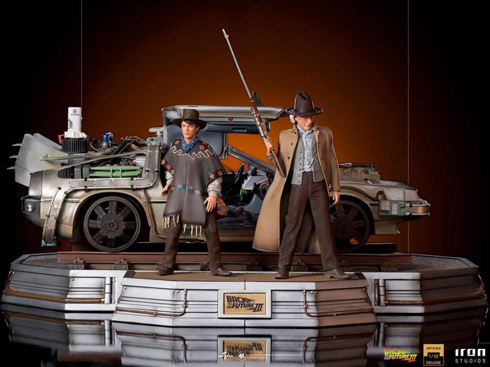 Back to the Future Part III Marty & Doc with DeLorean 1/10 Art Scale Limited Edition Statue Set Gallery Image 4