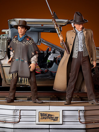 Back to the Future Part III Marty & Doc with DeLorean 1/10 Art Scale Limited Edition Statue Set Gallery Image 2