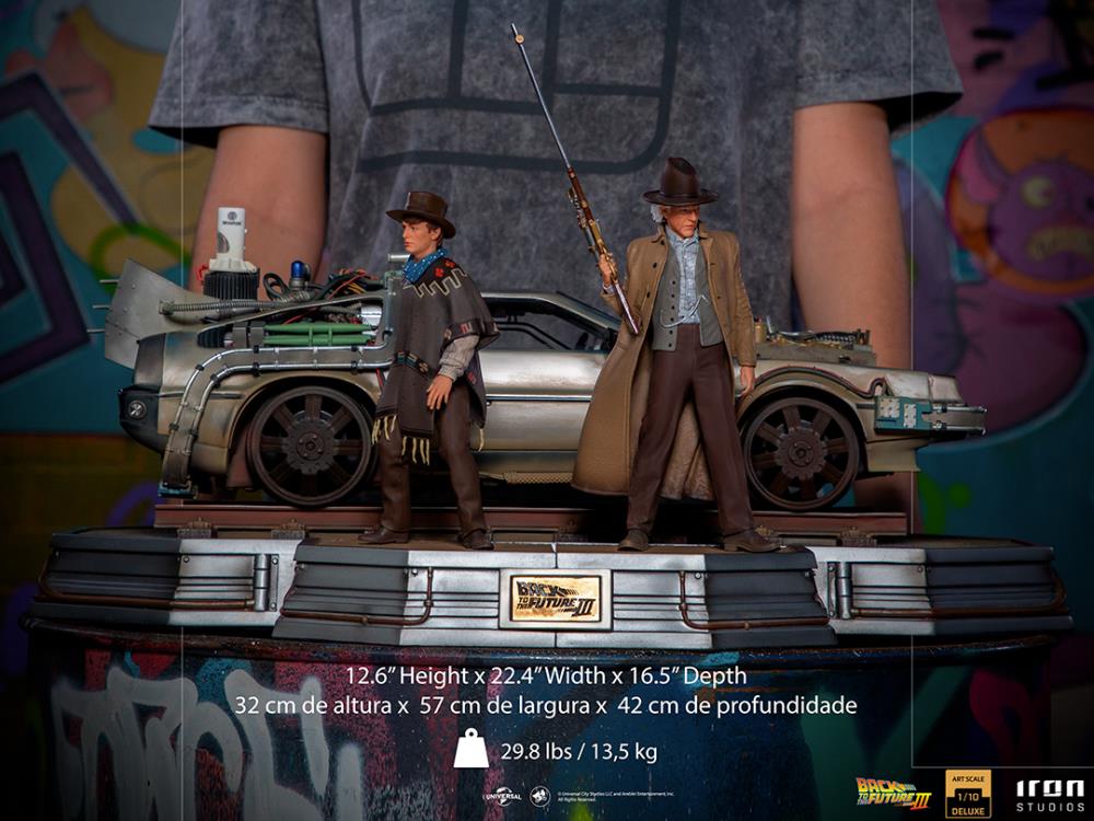 Back to the Future Part III Marty & Doc with DeLorean 1/10 Art Scale Limited Edition Statue Set Gallery Image 8
