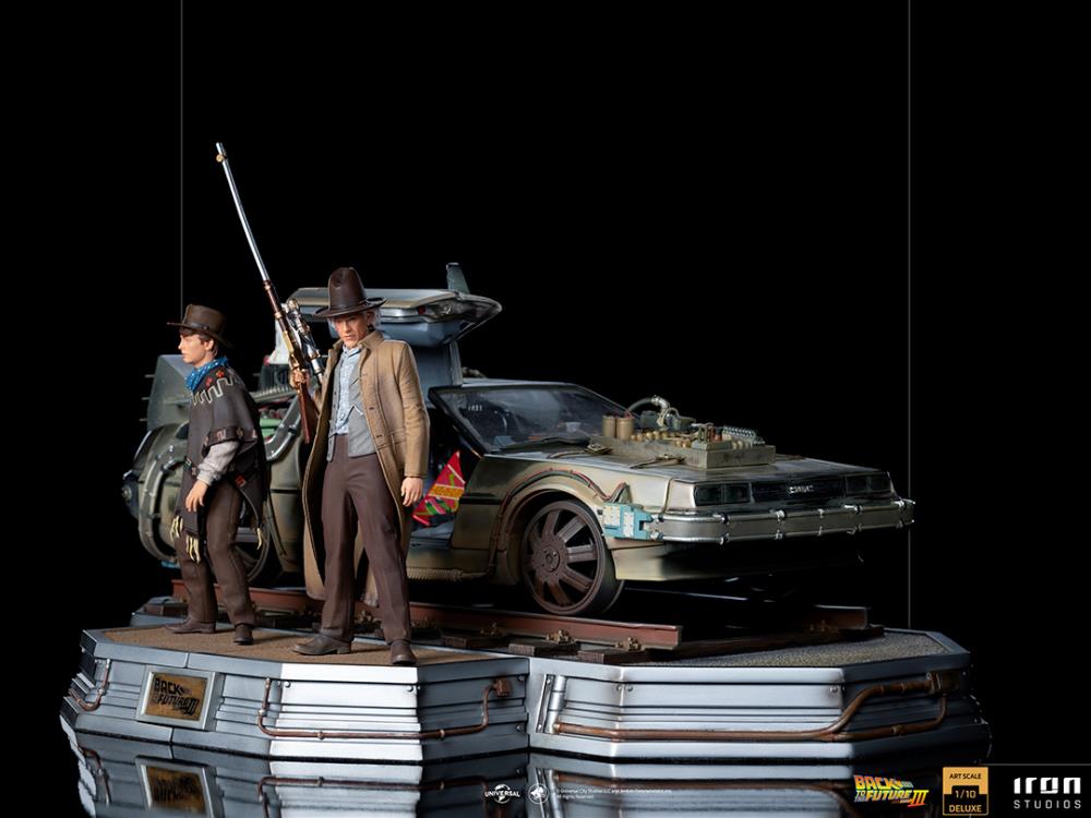 Back to the Future Part III Marty & Doc with DeLorean 1/10 Art Scale Limited Edition Statue Set Gallery Image 7