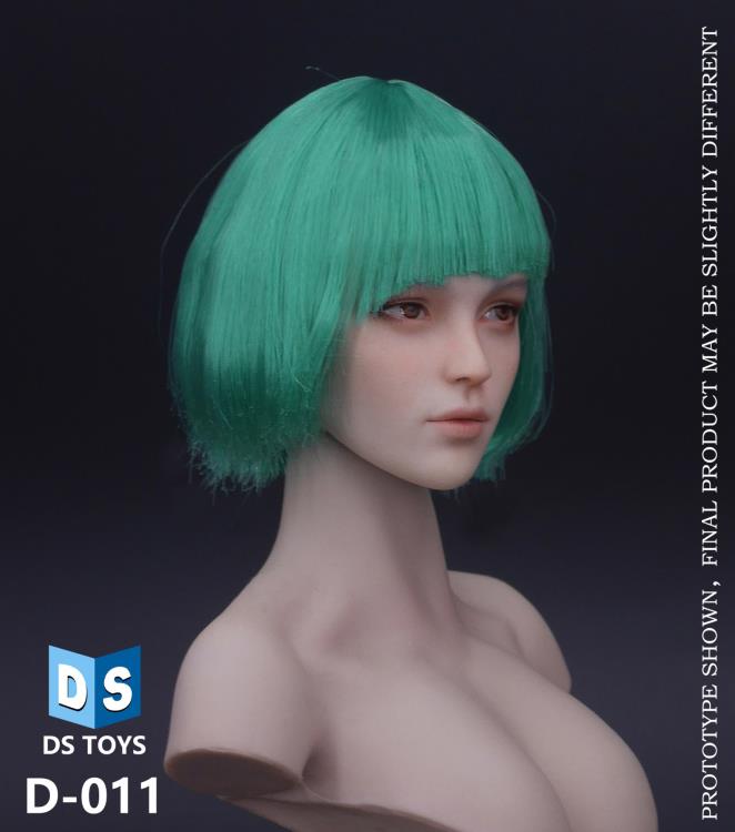 Cosplay Short Hair Female Head Sculpt (Green Hair) Gallery Image 3