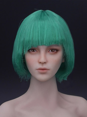 Cosplay Short Hair Female Head Sculpt (Green Hair) Gallery Image 2