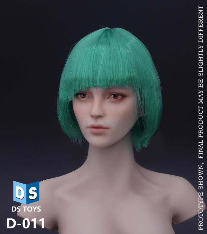 Cosplay Short Hair Female Head Sculpt (Green Hair) Gallery Image 7