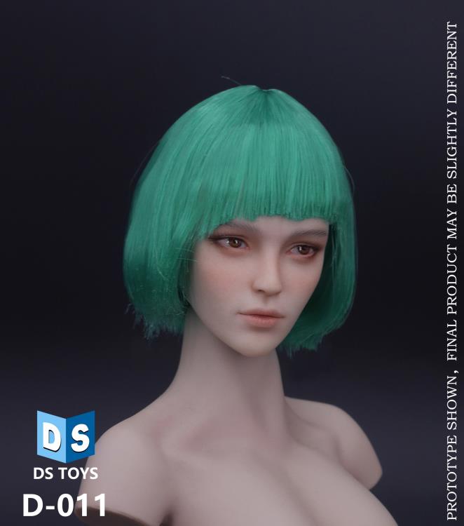 Cosplay Short Hair Female Head Sculpt (Green Hair) Gallery Image 6