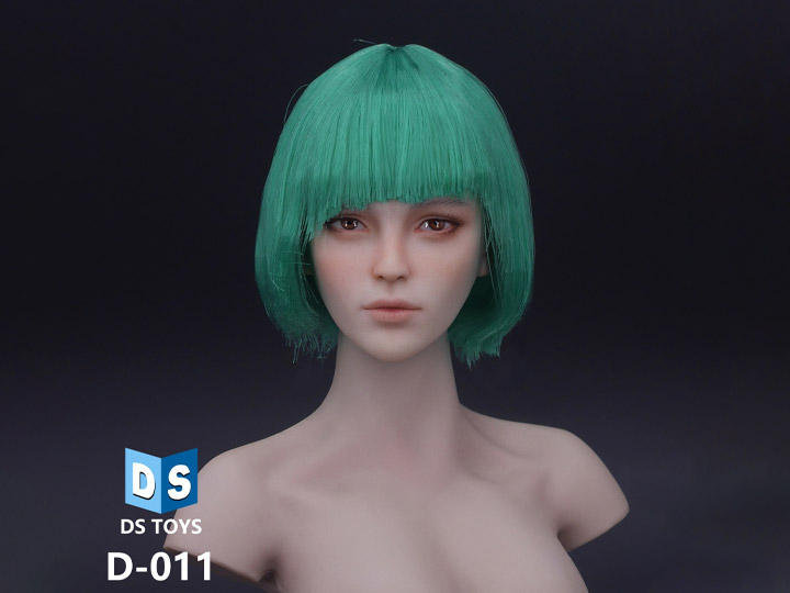 Cosplay Short Hair Female Head Sculpt (Green Hair) Gallery Image 1