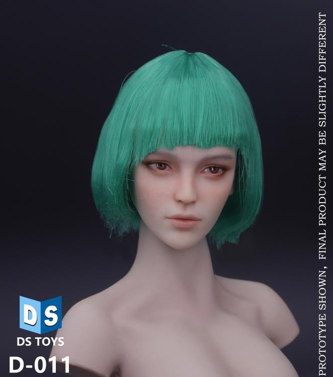 Cosplay Short Hair Female Head Sculpt (Green Hair) Gallery Image 5