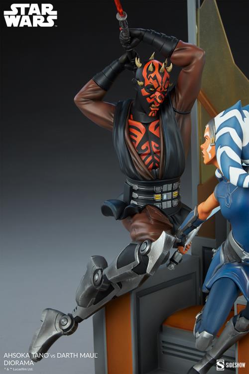 Star Wars: Clone Wars Ahsoka Tano vs Darth Maul Diorama Statue Gallery Image 13