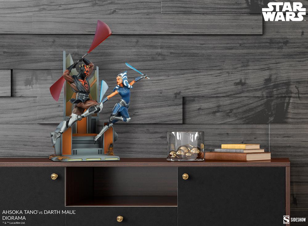 Star Wars: Clone Wars Ahsoka Tano vs Darth Maul Diorama Statue Gallery Image 7
