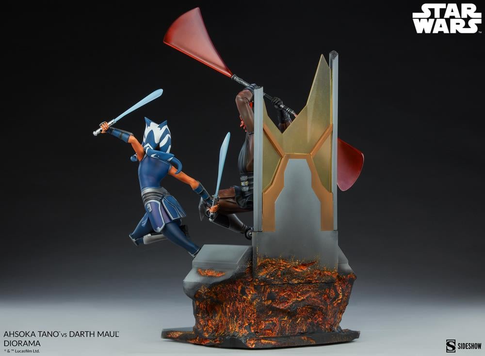 Star Wars: Clone Wars Ahsoka Tano vs Darth Maul Diorama Statue Gallery Image 10