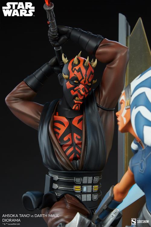 Star Wars: Clone Wars Ahsoka Tano vs Darth Maul Diorama Statue Gallery Image 15