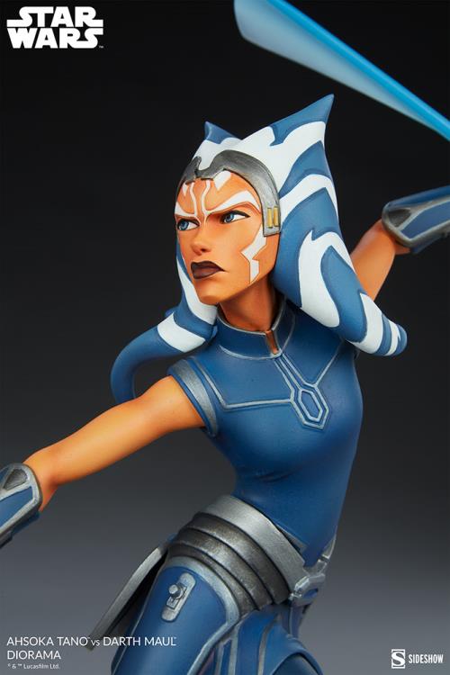 Star Wars: Clone Wars Ahsoka Tano vs Darth Maul Diorama Statue Gallery Image 16