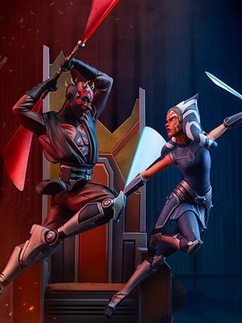 Star Wars: Clone Wars Ahsoka Tano vs Darth Maul Diorama Statue Gallery Image 2