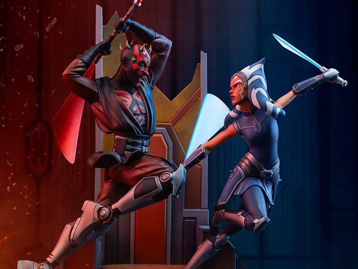 Star Wars: Clone Wars Ahsoka Tano vs Darth Maul Diorama Statue Gallery Image 1