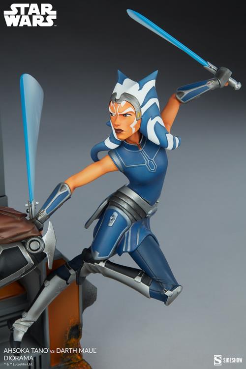 Star Wars: Clone Wars Ahsoka Tano vs Darth Maul Diorama Statue Gallery Image 17