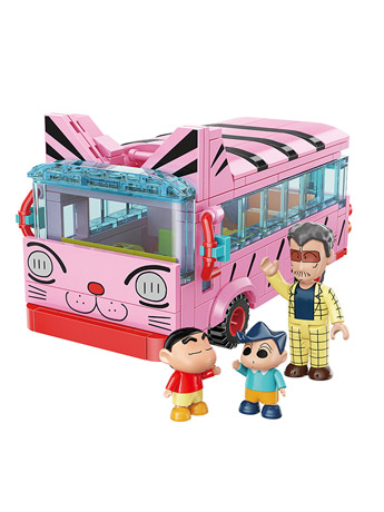 Crayon Shin-chan Cat School Bus Qman Building Block Toy Set Gallery Image 2