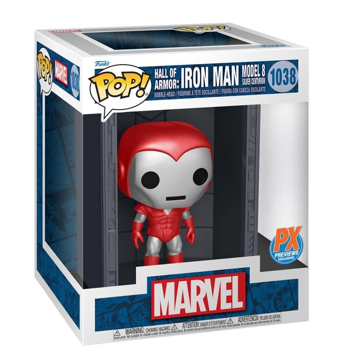 Pop! Deluxe: Iron Man Hall of Armor Iron Man Model 8 Silver Centurion PX Previews Exclusive Gallery Image 3