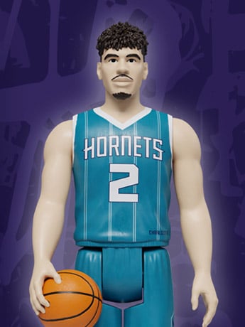 NBA Basketball Superstars ReAction LaMelo Ball (Charlotte Hornets) Figure Gallery Image 2