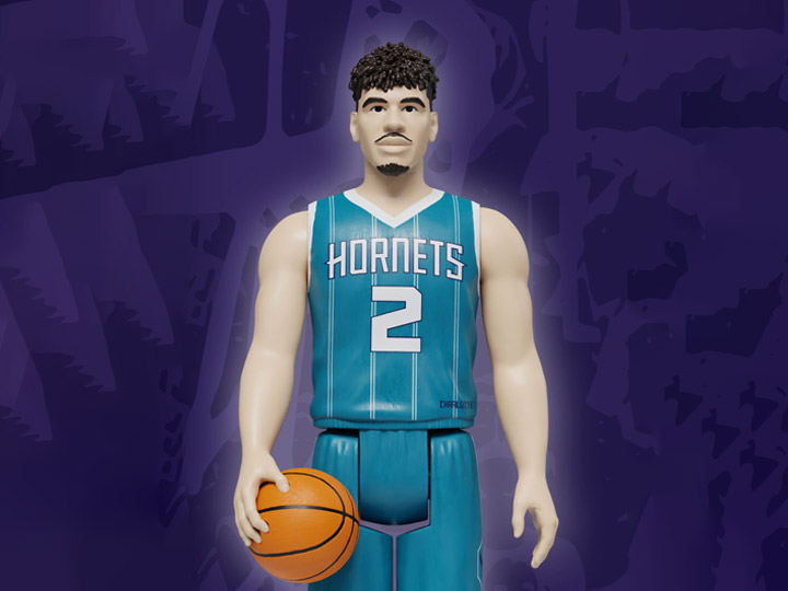 NBA Basketball Superstars ReAction LaMelo Ball (Charlotte Hornets) Figure Gallery Image 1