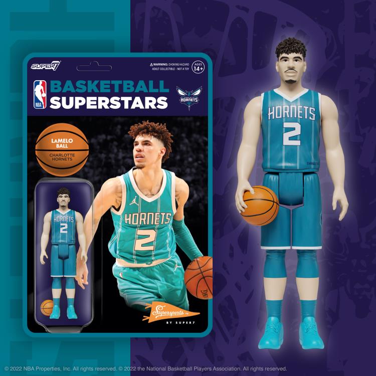 NBA Basketball Superstars ReAction LaMelo Ball (Charlotte Hornets) Figure Gallery Image 3