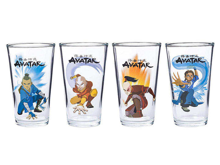 Avatar the Last Airbender Character Poses Set of 4 Pint Glasses Gallery Image 1